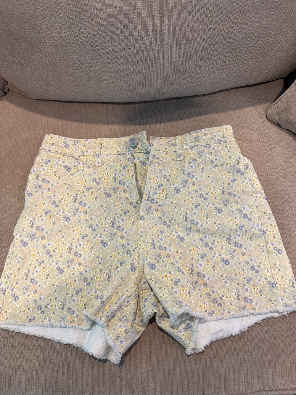 LC Lauren Conrad Yellow Floral Denim Shorts